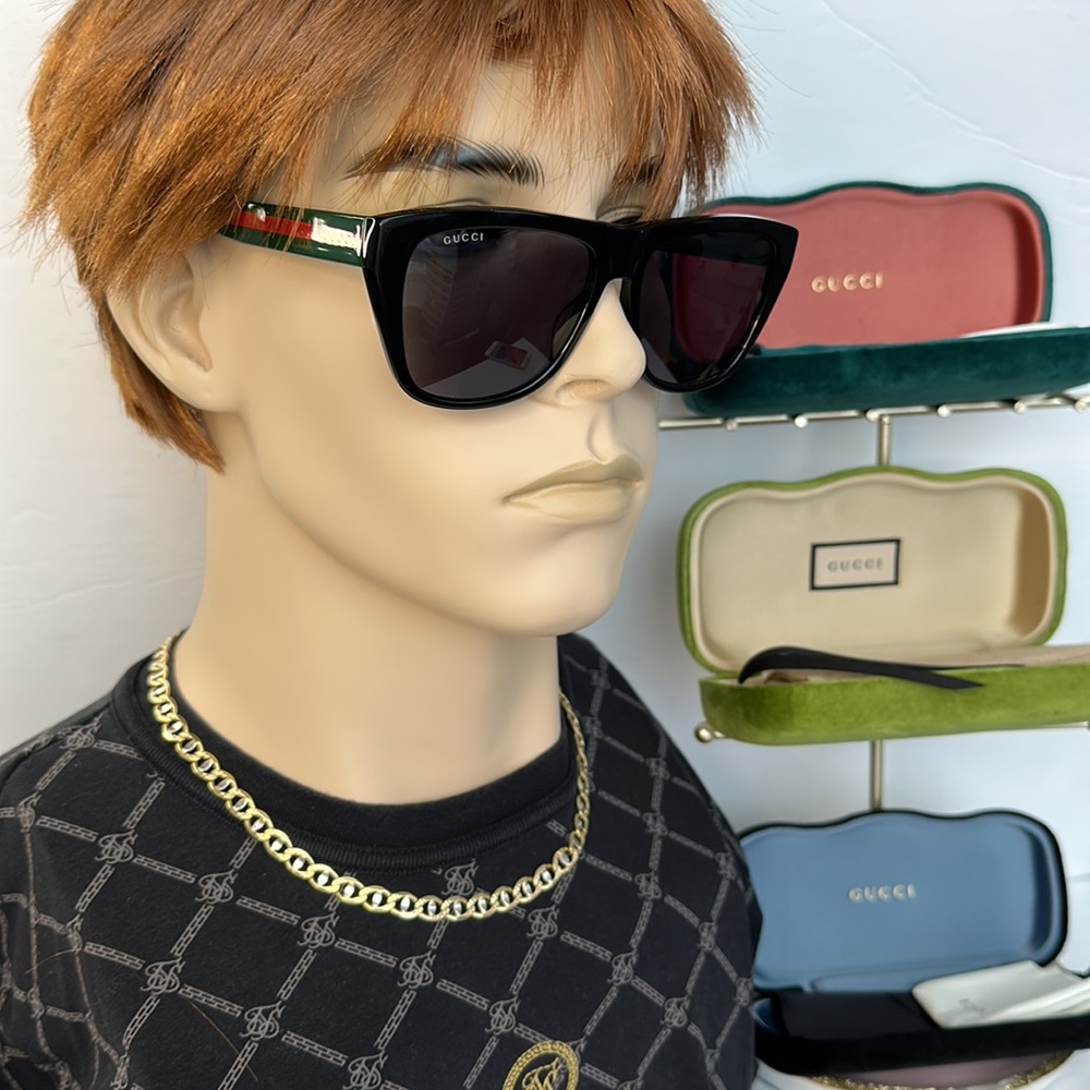 Auth - New - Gucci Sunglasses Unisex GG0926S 001 Black-Green/Grey 57-16-145mm
